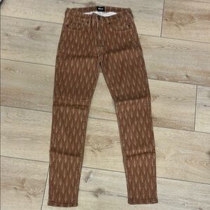 Hudson Tan and Rust Patterned Jeans Size 27